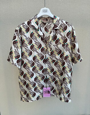 Gucci × The North Face , TNF x Gucci Logo Silk Web Button Up Shirt