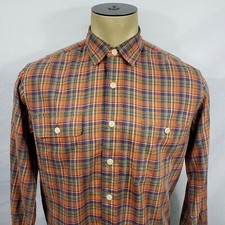 Vtg Mens Ralph Lauren Polo Country orange check plaid button-up shirt Medium