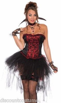 Halloween Korsett Set Rot - Gothic Corsage Mit Halskette Für Vampir Kostüm