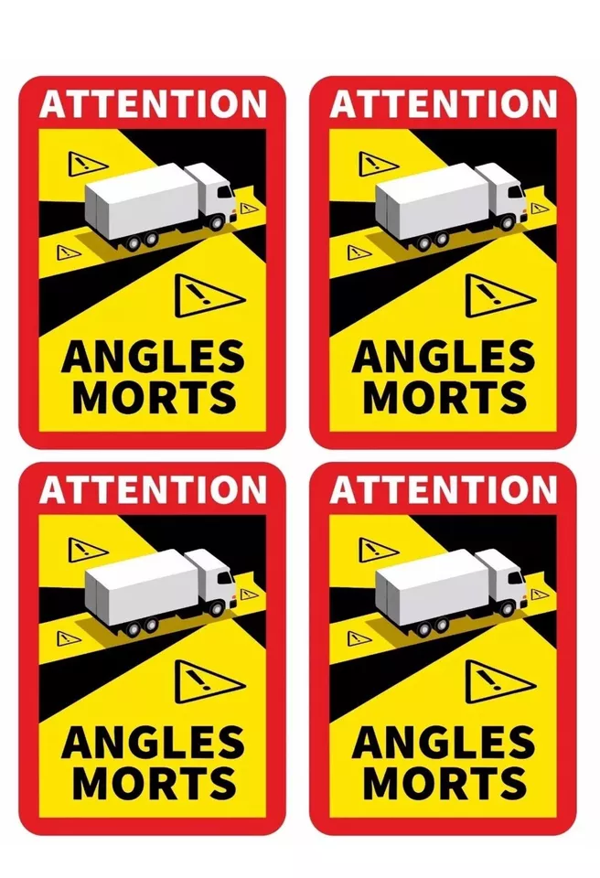 4 X Angles Morts Sticker for Blind Spots HGV Motorhomes Wagons Vehicle France