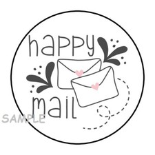 30 HAPPY MAIL ENVELOPE SEALS LABELS STICKERS 1.5" ROUND PACKAGE GIFTS HEART