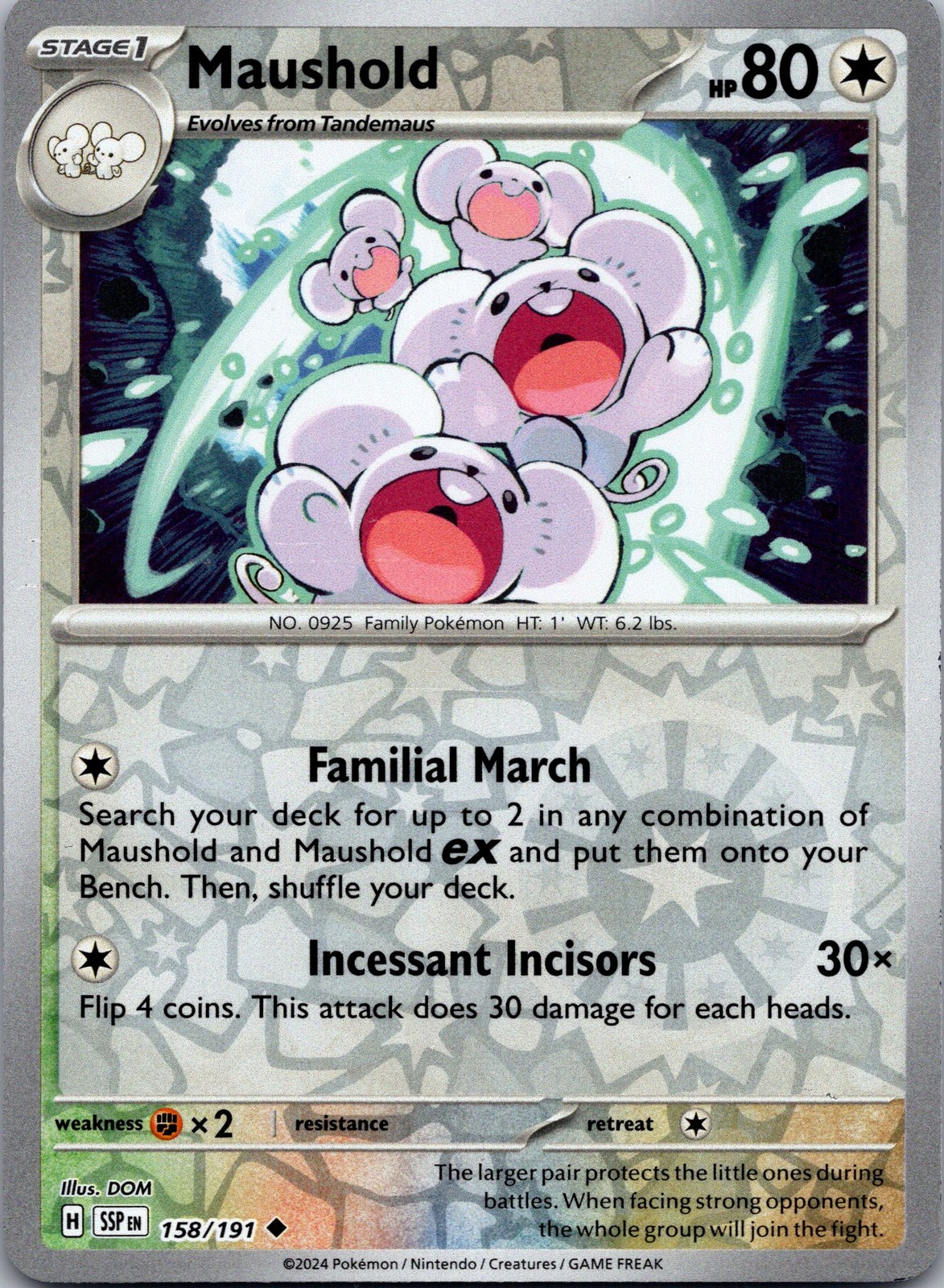 Maushold Reverse Holo Uncommon SV08: Surging Sparks 158/191 NM-LP