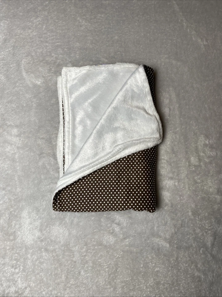 Tiddliwinks Reversible Baby Security Blanket Polka Dot Brown White Circle Lovey - Image 2 of 4
