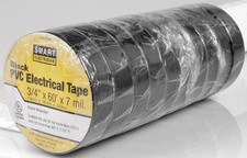 10 pack 3/4" x 60' Black PVC Pro Grade Electrical Tape 7 mil Flame Retardant