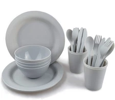 Plastic Plates and Bowls Sets,College Dorm Room Essentials Dishes Set Camping...