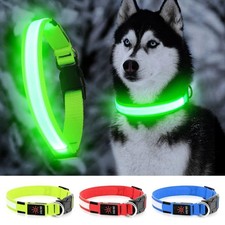 LED Dog Collar - Light Up, Waterproof, Adjustable Flashing, Rechargeable Visi...