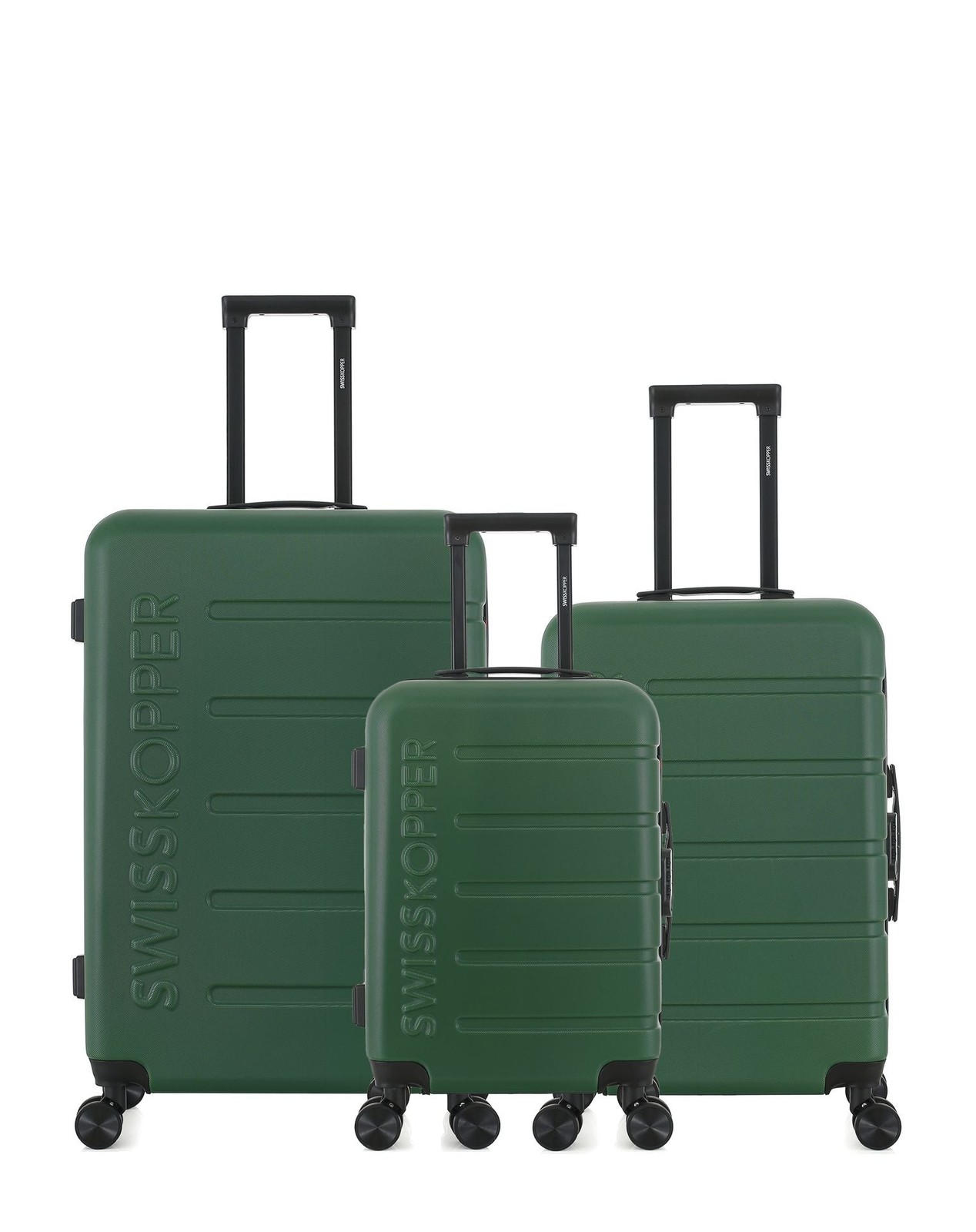 Set de 3 valises rigides SWISS KOPPER avec bagage cabine et grand format ABS noir