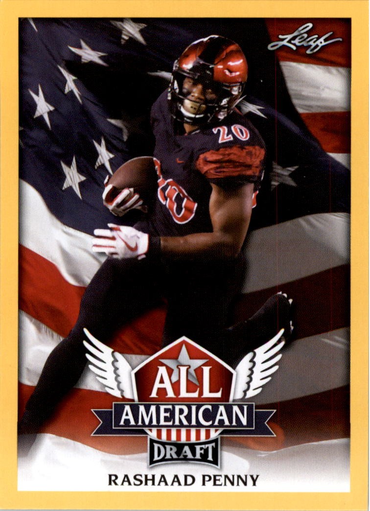2018 Leaf Draft All American Gold #AA11 Rashaad Penny - FB