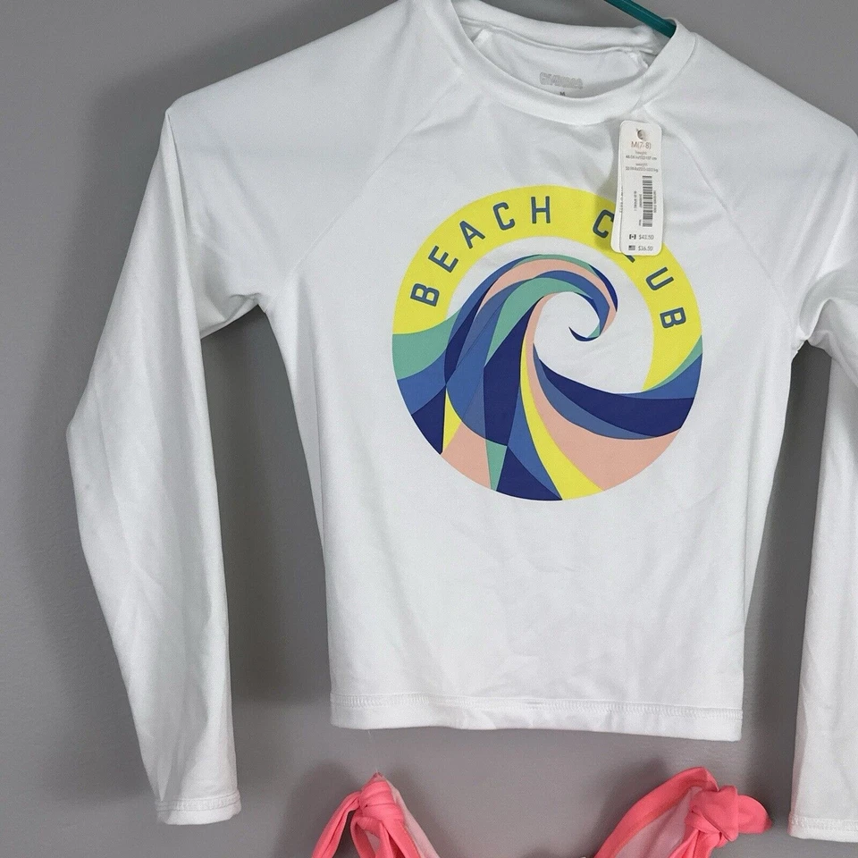 Nuevo Traje de Baño Gymboree Dos Piezas Rashguard Niñas Mediano 7-8 Manga Larga Tankini Foto 3 de 4