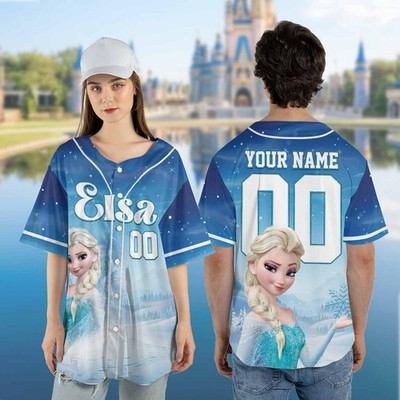 Custom Elsa Princess Frozen Ice Queen Birthday Gift Baseball Jersey Shirt