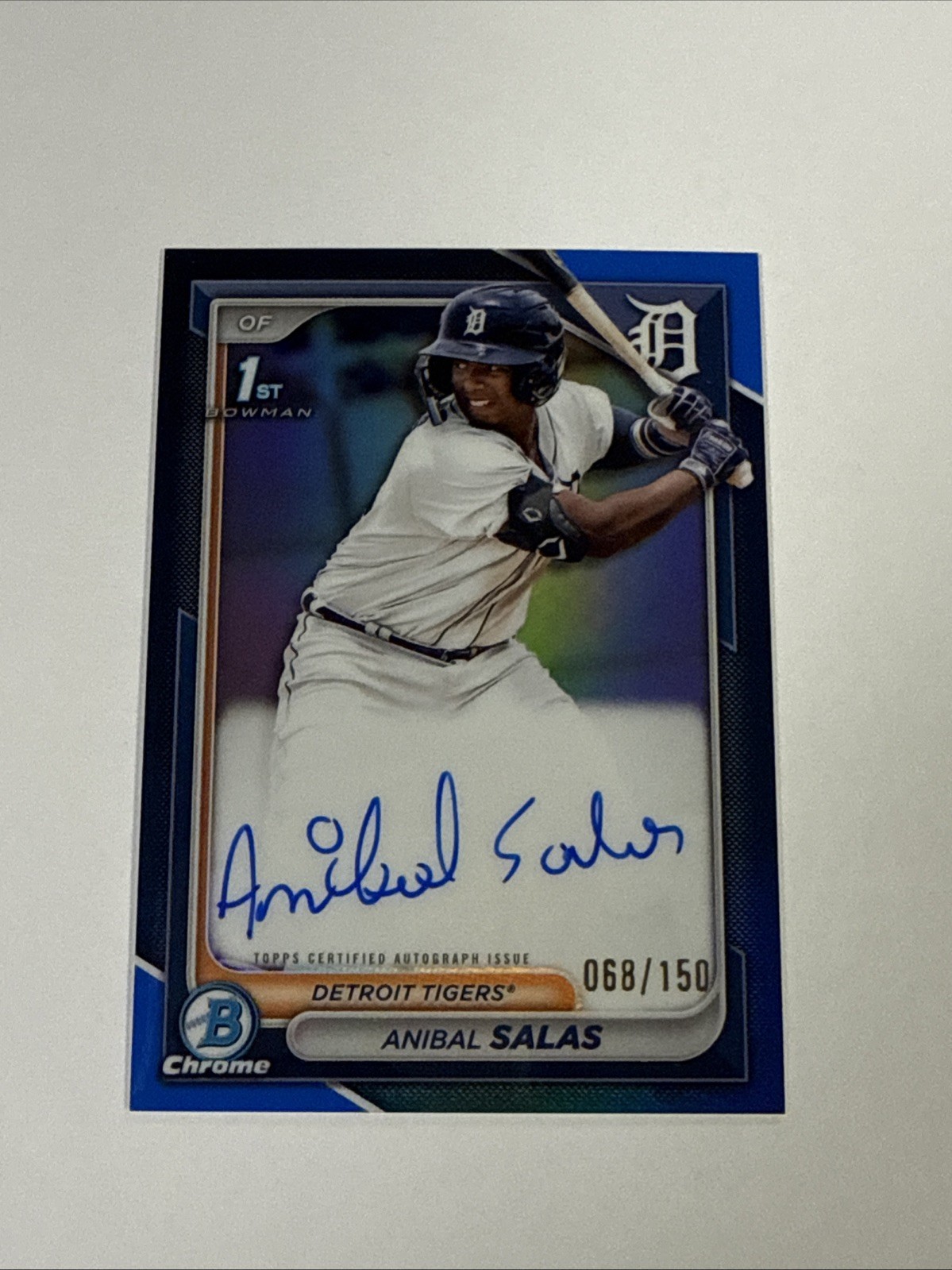 Anibal Salas 2024 Bowman Chrome #CPA-ASA 1st Prospect Auto Blue /150 Detroit