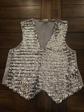 Womans Silver Sequin Costume Vest Large
