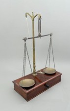 Antique Apothecary Chemist Travelling Brass Balance Scales & Weights