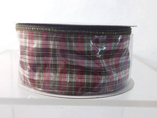 RED GREEN PLAID WIRED EDGE 40 POLYESTER RIBBON 2.5" X 25 YDS CHRISTMAS