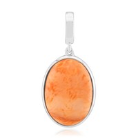 Cavill SilberanhäNger Damen Oval 5,90Ct Orange Cabochon Platiniert