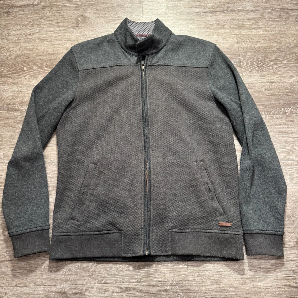 Chaqueta Ted Baker Para Hombres 4 Gris Mezcla de Lana Polar Cremallera Completa Bombardero Preppy Mínimo Foto 2 de 4