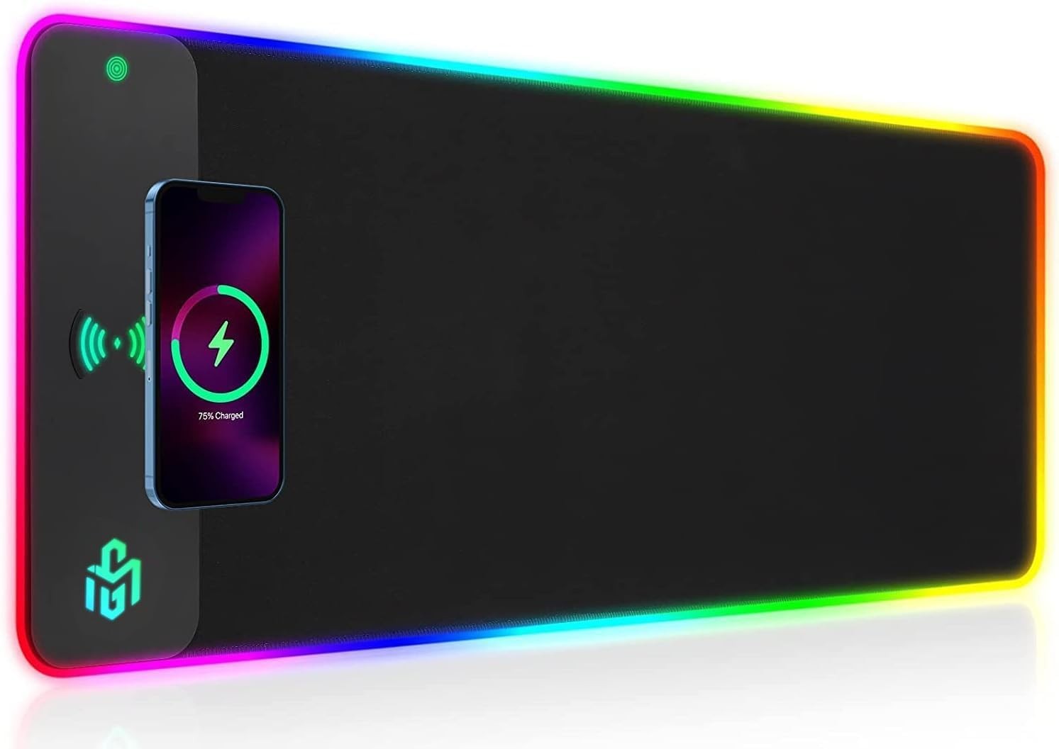 GIM Wireless Charging RGB Gaming Mouse Pad 15W, LED 800L x 300W mm, Black-2