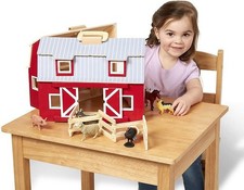 Melissa  Doug Fold and Go Wooden Barn With 7 Animal Play Figures NEW Ages 3 