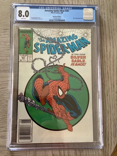 CGC 8.0 WP AMAZING SPIDER-MAN #301 NEWSSTAND VARIANT MCFARLANE 300 HOMAGE MARVEL