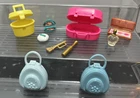 Vintage Barbie Doll Makeup Case Lot Purses Plastic Perfume Brushes Eyeshadow