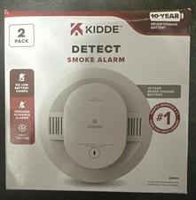 Smoke Detector, 10-Year Battery Powered, LED Warning Light Indicators, 2 Pack