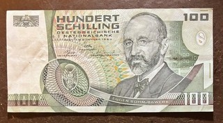 AUSTRIA 100 schilling 2 1 1984 P150 VF von Bawerk / science academy