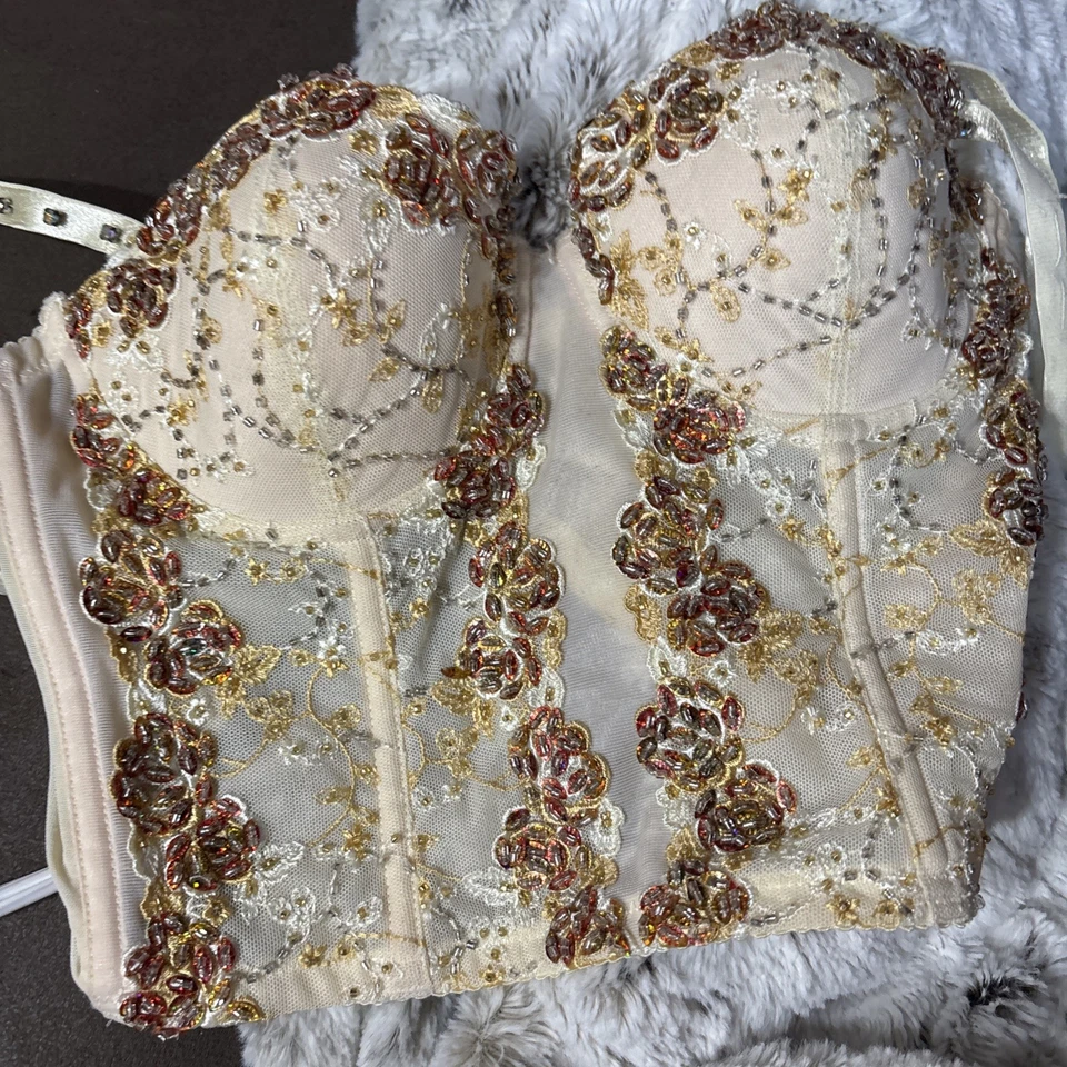 Corsé Bustier Push-up Y2K Marciano Cuentas Crema Bronce 34B Falta Uno Rh Foto 4 de 4