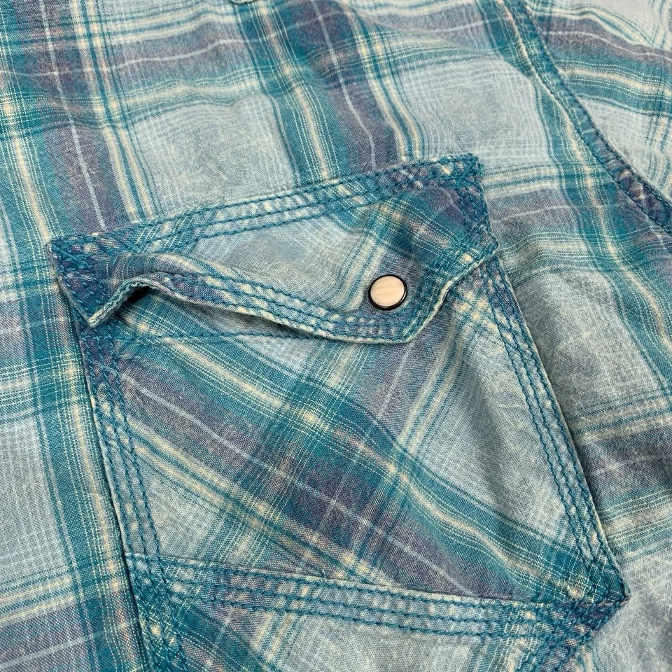 The Foundry Supply Co. Young Men's Size 2XL Pearl Snap Plaid Short Sleeve Shirt - Image 4 of 4