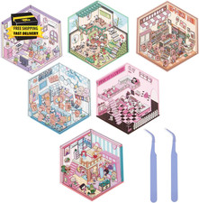 3D Sticker Scene, 6 Set Kawaii 3D House Sticker Create Your Own Warm Mini Home F