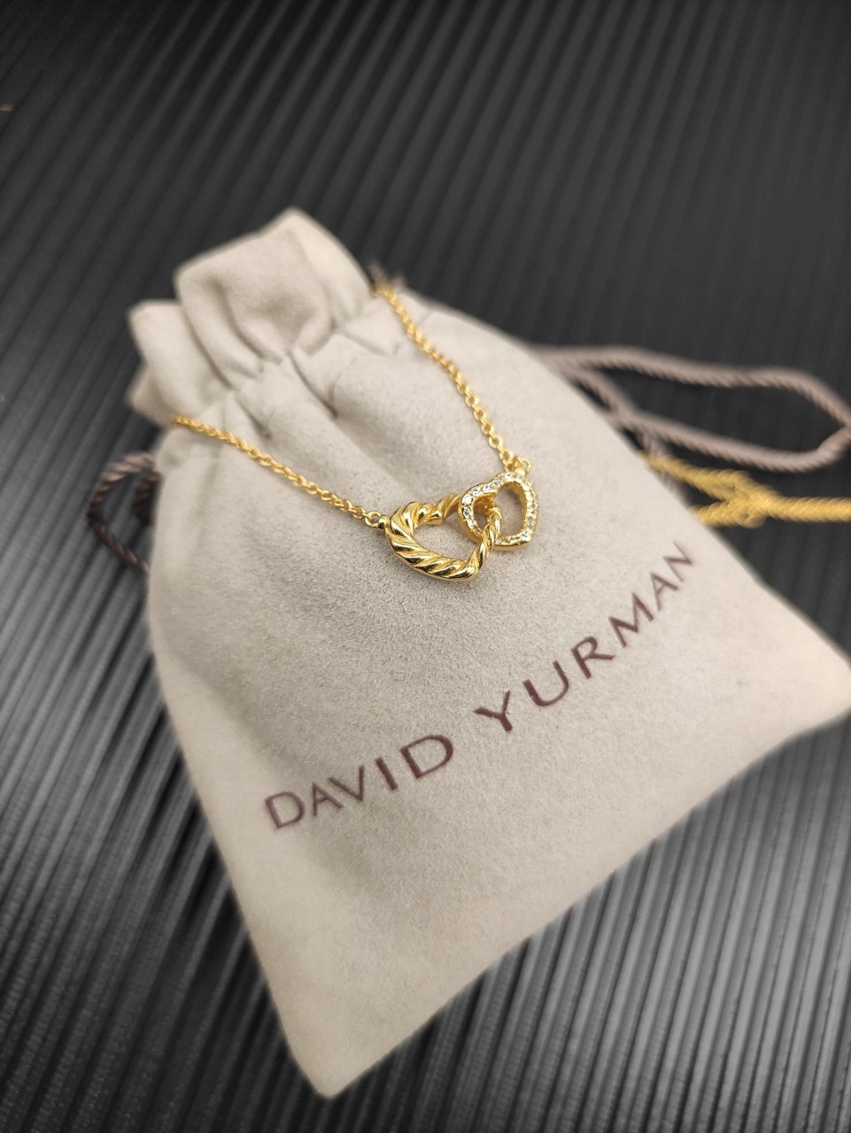 Christmas giftsDavld&Yurman18kGold Interlocking Double Heart Necklace 17“