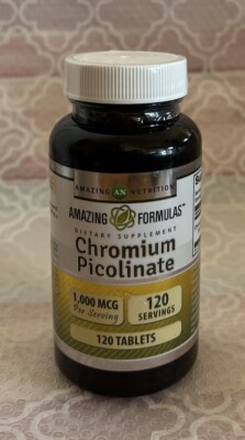 Amazing Formulas Chromium Picolinate 1,000 mcg Supplement 120 Tablets Exp 04/26