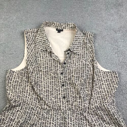 Torrid Midi Poplin Collared Shirtdress Womens 2X White/Black Chevron Pockets - Picture 4 of 12