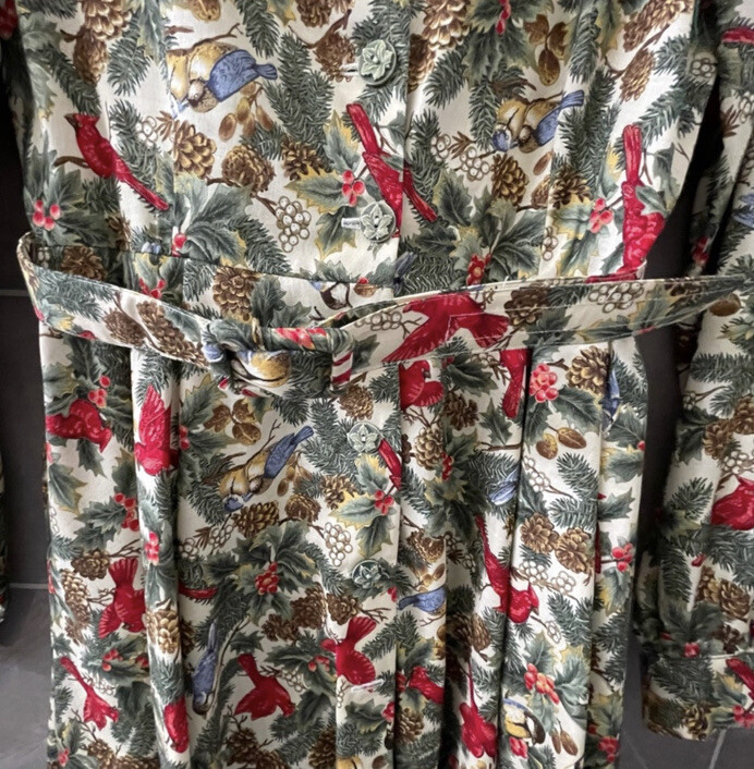 Printed long sleeve collard button down belted dr… - image 4