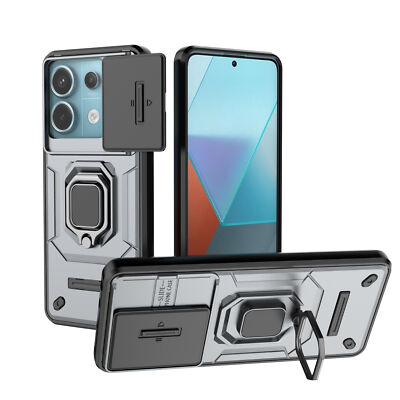 For XiaoMi RedMi Note 13 Pro, Hybrid Armor Slide Camera Magnetic Hard Case Cover
