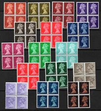 1967 pre-decimal Machins. Set x 16 values in blocks x 4. Fine unmounted mint.