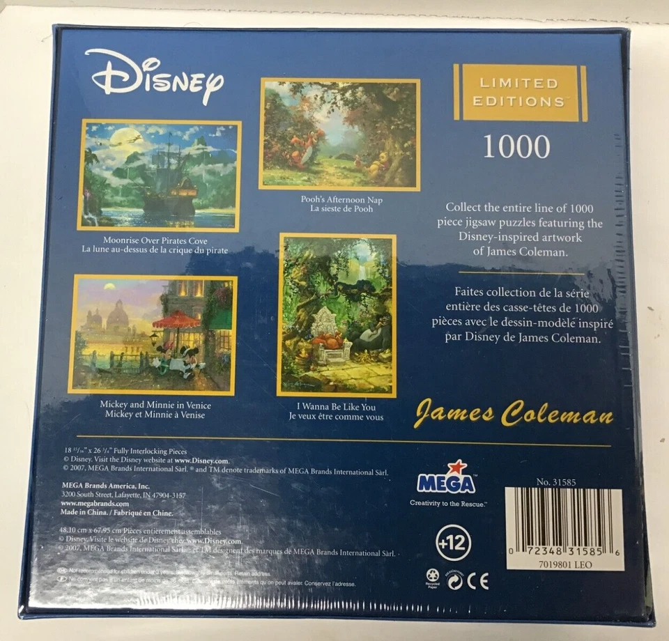 Disney 2007 Limited Editions James Coleman Poohs Afternoon Nap 1000 Piece Puzzle - Image 2 of 4