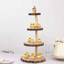 29" tall 4 NATURAL Tier Rustic Wooden Cupcake Tower Stand Wedding Party Events