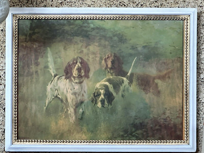 Original Signed Rossesu 1932 Print of Three Pointer Dogs,  A Regal Trio & Frame