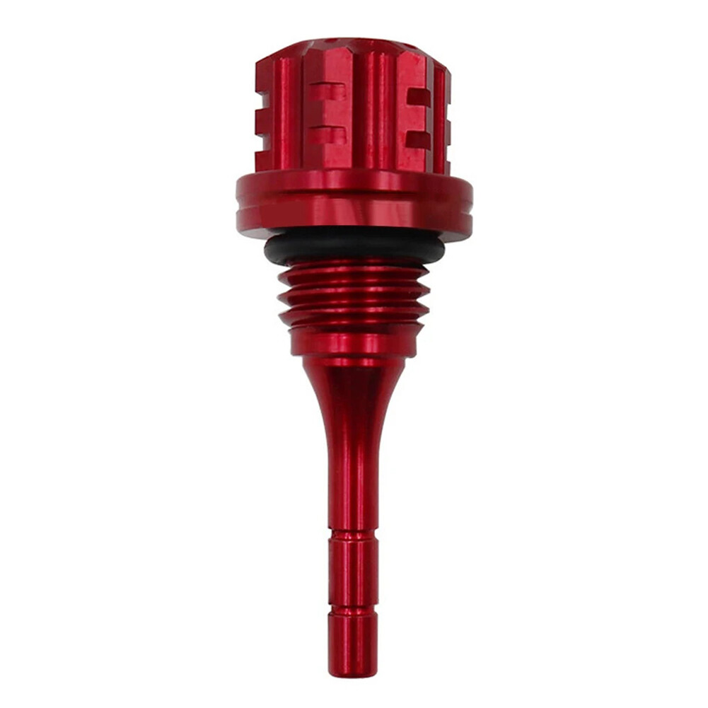 ノブ Engine Crankcase Oil Dipstick Plug Oil Level Gauge Red For