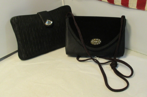 2 Black Evening Shoulder Bags Purses Clutch - Picture 1 of 10