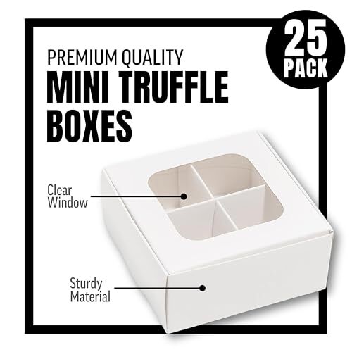 Mini Truffle Boxes - White | VERY SMALL 4 Treats - Window and Dividers ...