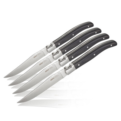 Steakmesser-Set BASCO 4 Stück - Kiefernholz-Box Edelstahlmesser