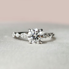 Diamant-Verlobungsring 1 kt Rundschliff Lab Created IGI 18 K Weißgold