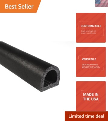 D-Shaped Rubber Seal- 1  Height, 1  Width, 125  Length - EPDM Sponge Rubber S...