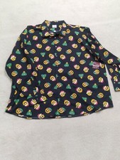 Emoji Ugly Christmas Shirt Mens 4XL Big Tall Black Button Up Long Sleeve Cotton