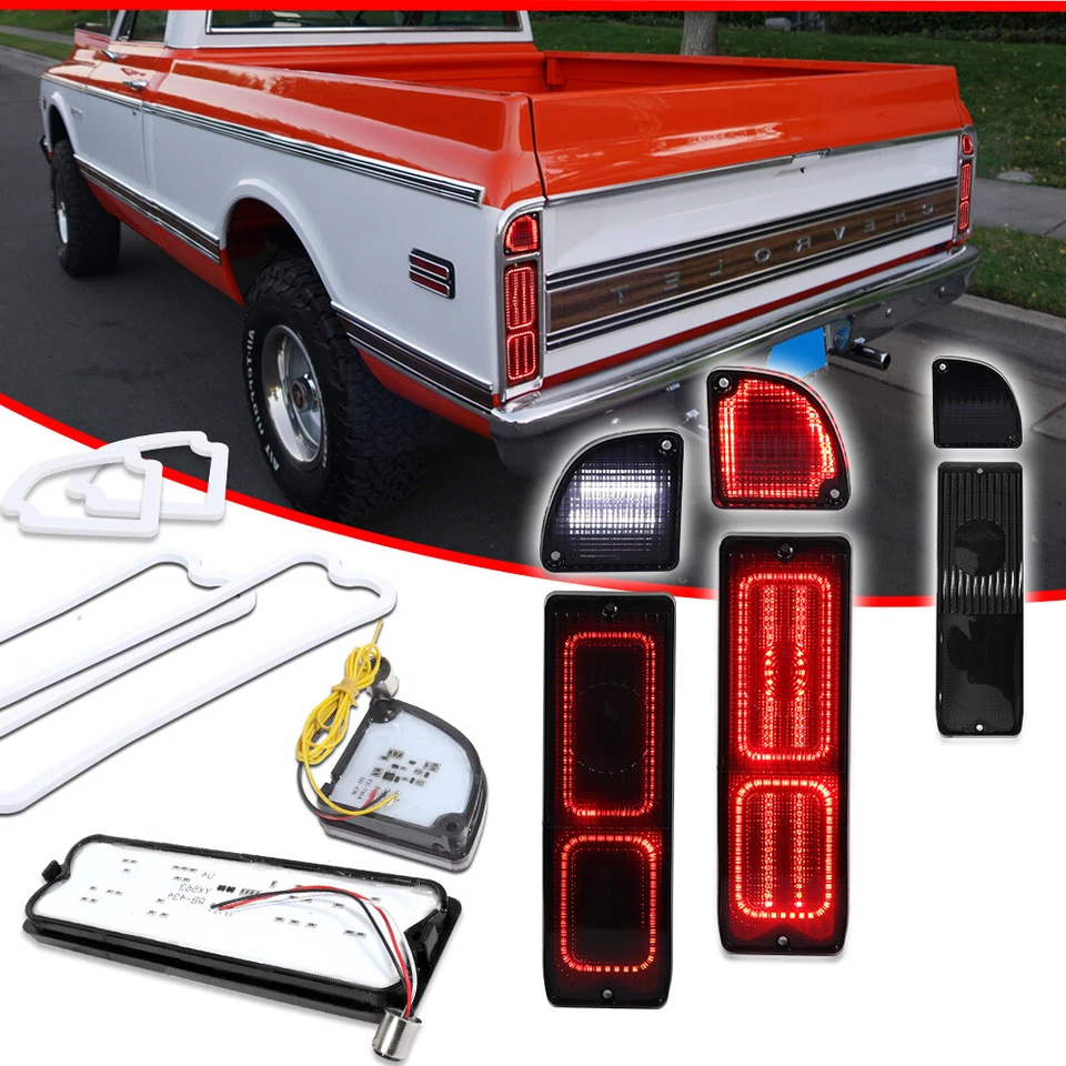 Smoked LED Tailight & Tail Backup Lights For 1967-1972 Chevy / GMC Pickup Truck - Image 3 of 4