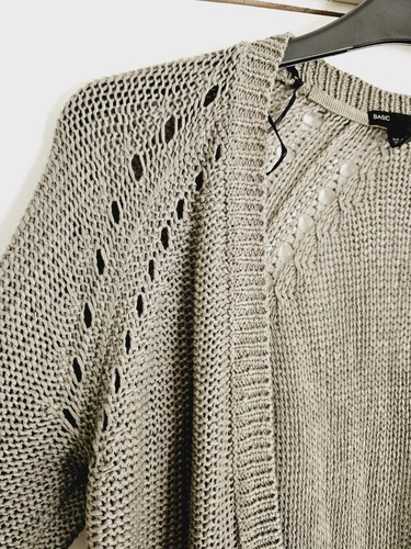 H&M Grey Cardigan Knit Top Jumper Size 6 8 XS 3/4 Sleeve Casual Cover Up Loose - Picture 6 of 6