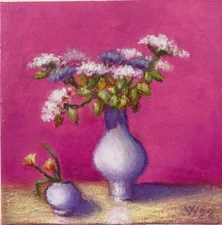 Original Oil Painting Still Life Impressionism Realism Bouquet 6 x 6" Flowers 