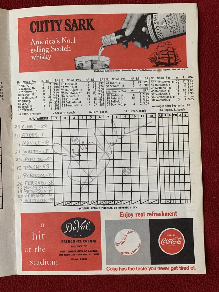 1968 MICKEY Mantle LAST HR #536 NY Yankees baseball Program SIGNED Jerry VALE 1 - Image 4 of 4