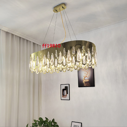 Luxury Stainless Steel Gold Chrome Crystal Drop Chandelier Ceiling Light Pendant - Picture 3 of 11